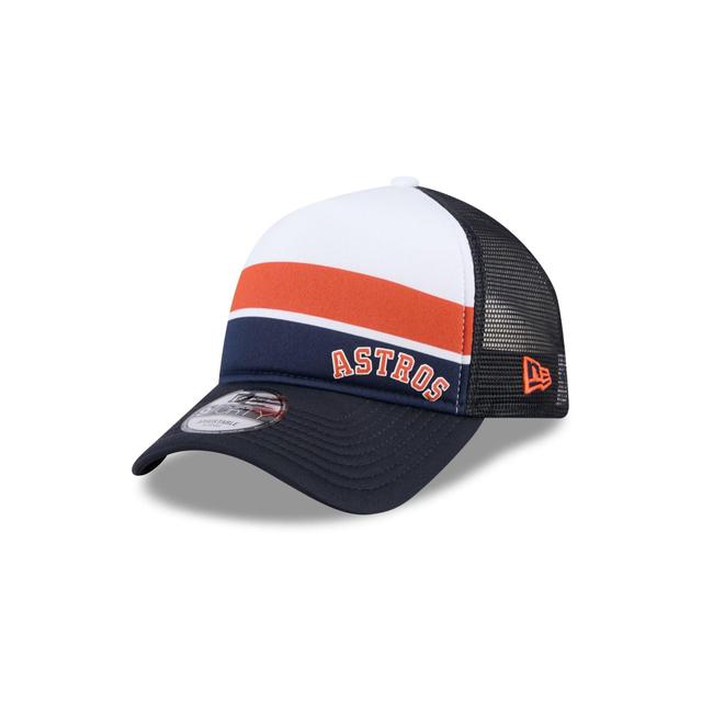 Houston Astros Color Block 9FORTY A-Frame Trucker Snapback Hat Male Product Image