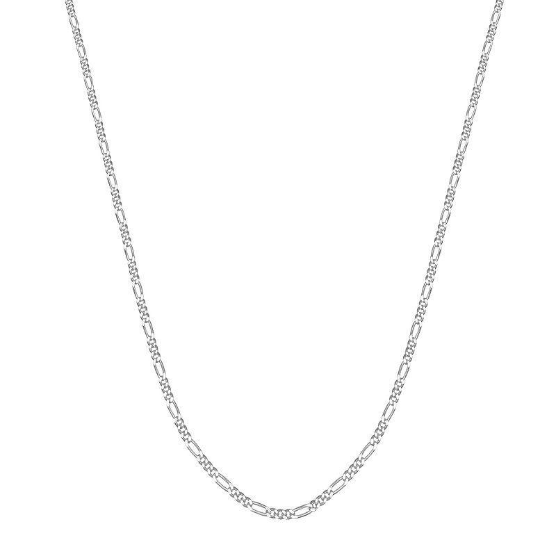 PRIMROSE Sterling Silver Polished Figaro Chain Necklace, Womens Product Image