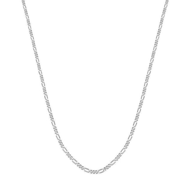 PRIMROSE Sterling Silver Polished Figaro Chain Necklace, Womens Product Image