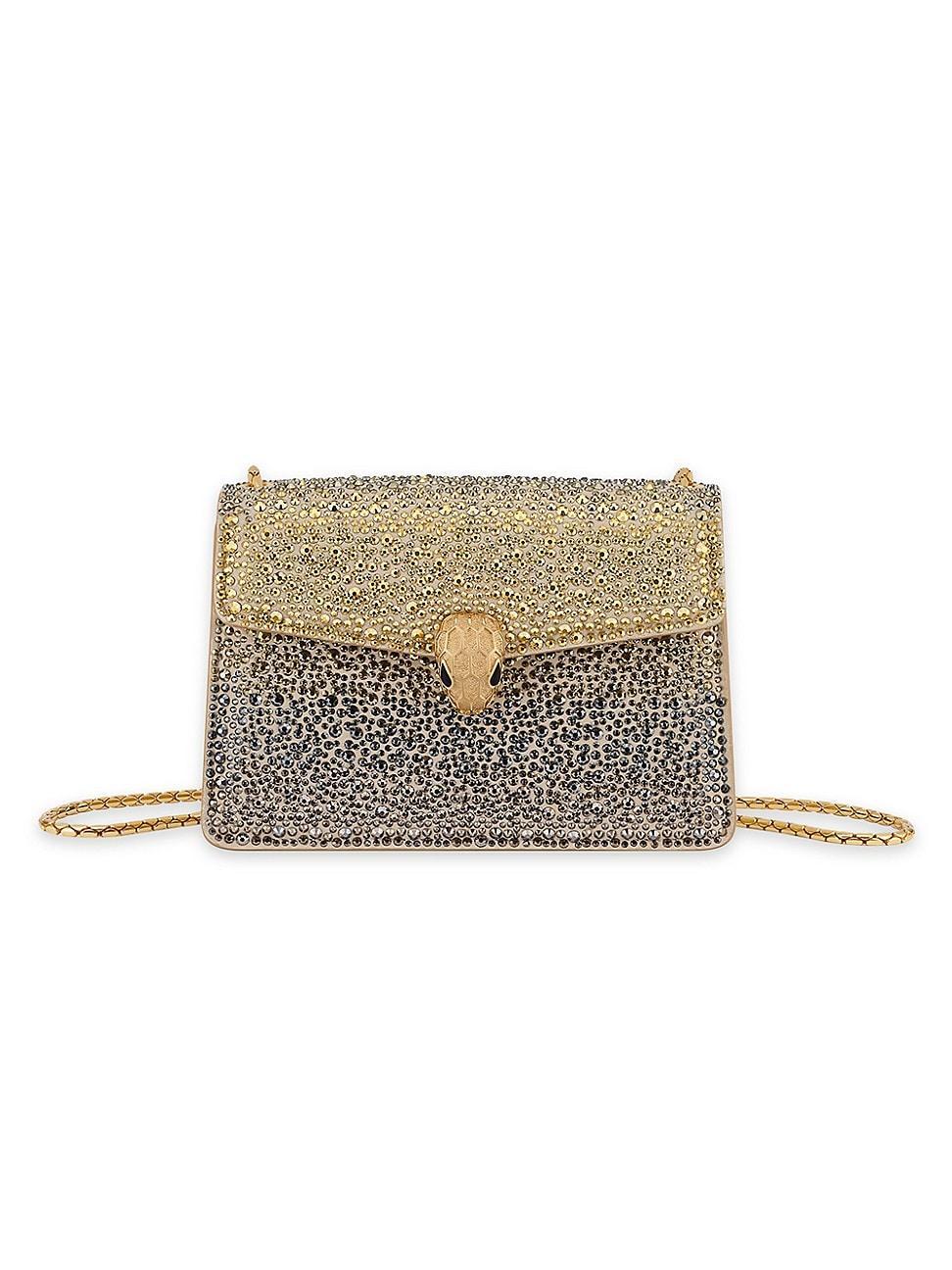 Womens Mini Serpenti Crystal Dust Shoulder Bag - Shades Of Gold Product Image