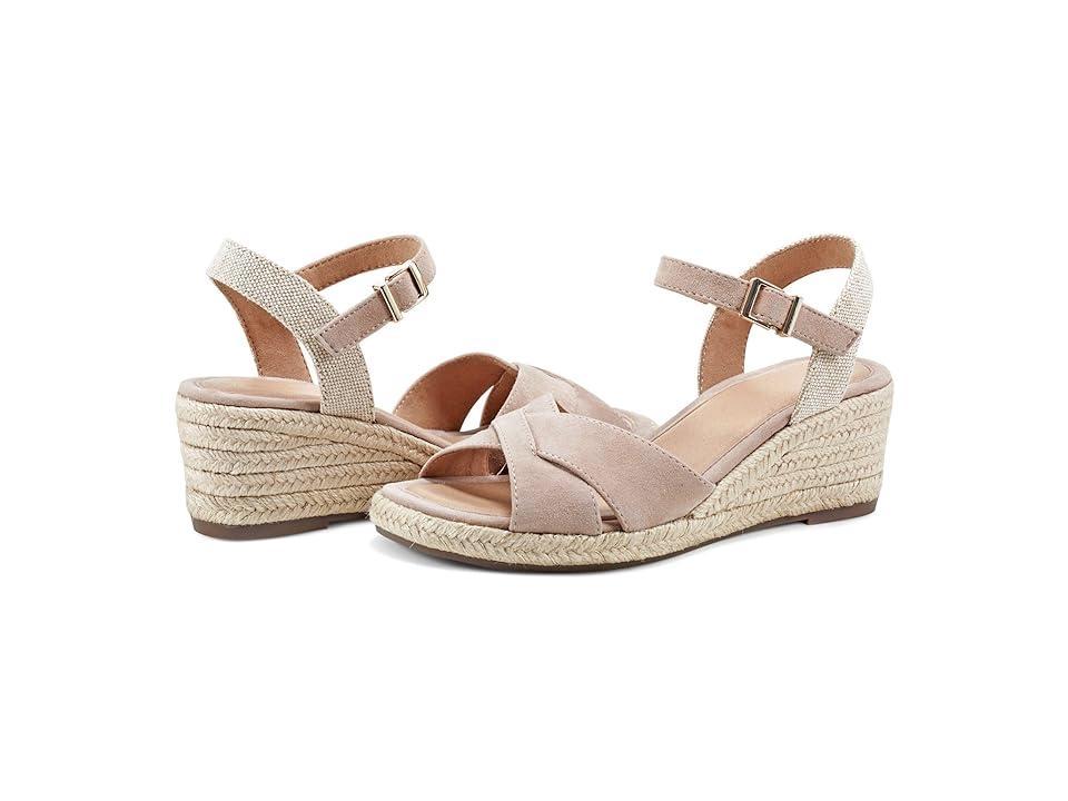 Easy Spirit Womens Shandra Ankle Strap Round Toe Wedge Sandals - Gold Product Image