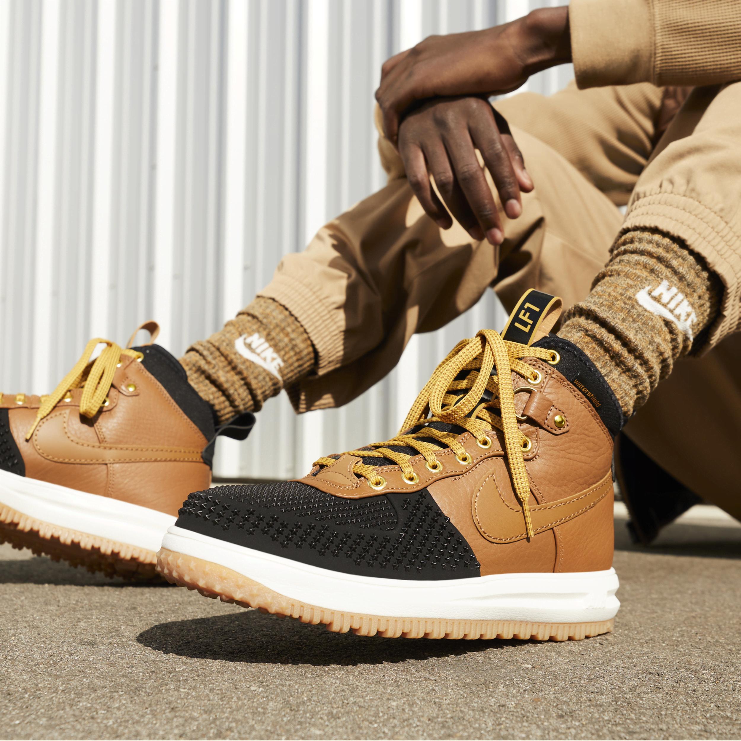 Nike Mens Nike Lunar Force 1 Duckboot - Mens Shoes Black/Gold/Brown Product Image