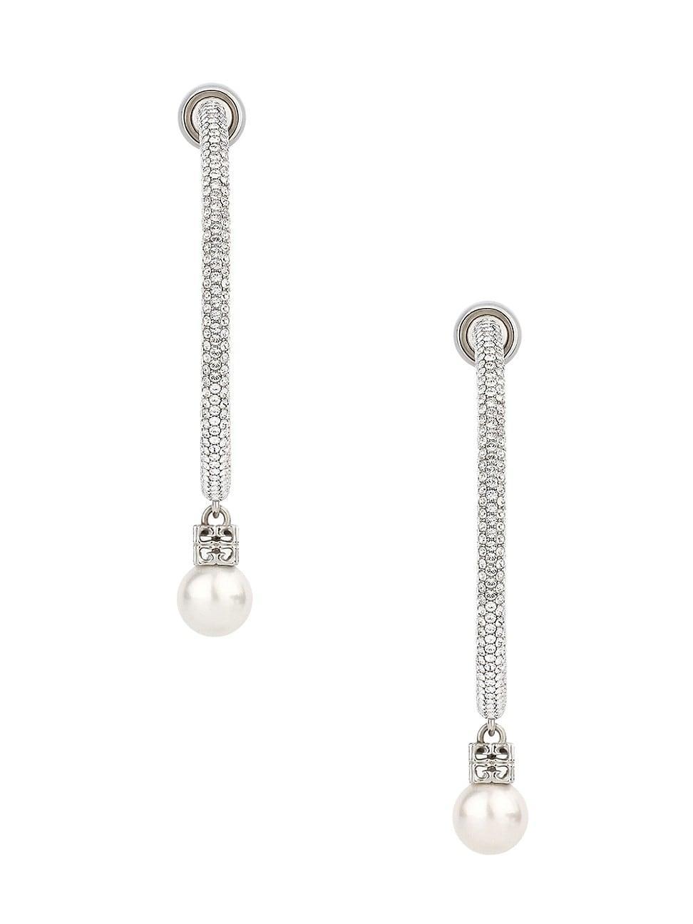 Womens Pearl Earrings in Metal with Crystals Product Image