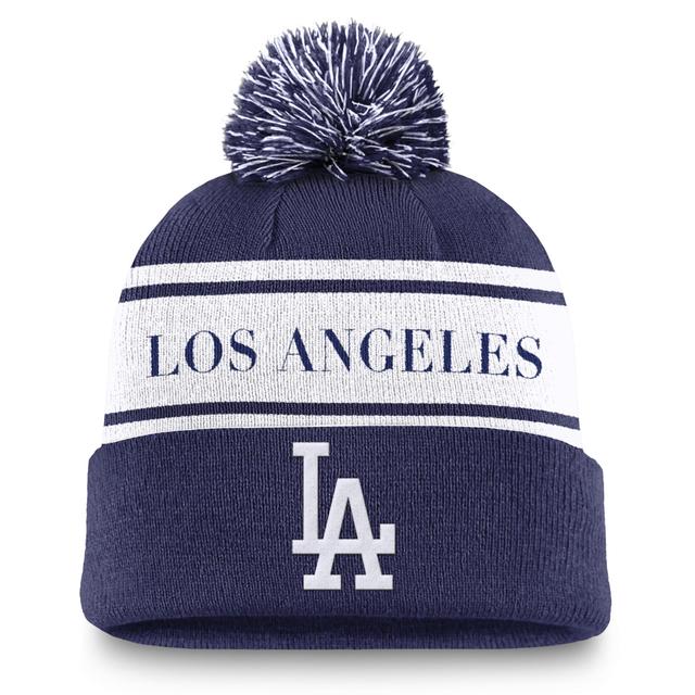 Nike Mens Royal Los Angeles Dodgers Team Stripe Peak Cuffed Knit Hat with Pom Product Image