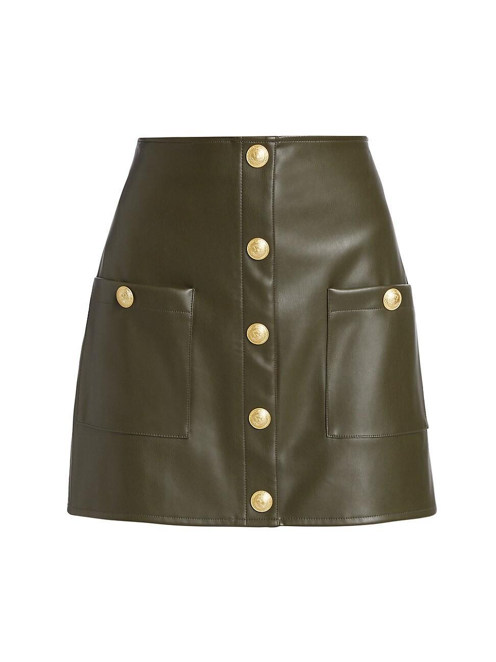 LAGENCE Truman Snap Faux Leather Miniskirt Product Image