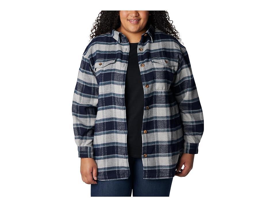 Columbia Plus Size Calico Basin Shirt Jacket (Dark Nocturnal Buffalo Ombre) Women's Clothing Product Image