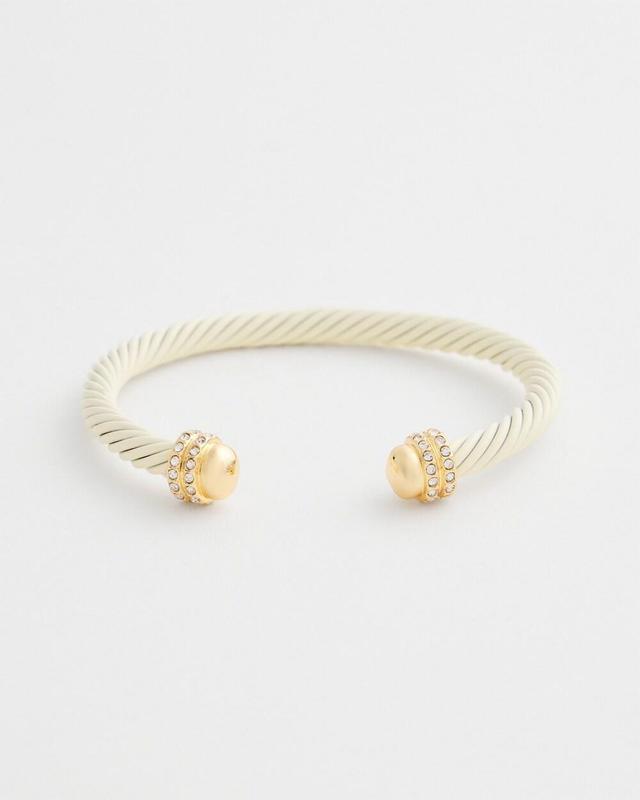 White & Gold Tone Flex Cuff Bracelet   Chico's - Ecru - Women Product Image