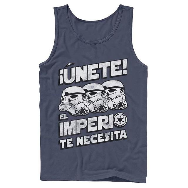 Mens Star Wars Unete El Imperio Te Necesita Stormtrooper Faded Portrait Tank Top Blue Product Image