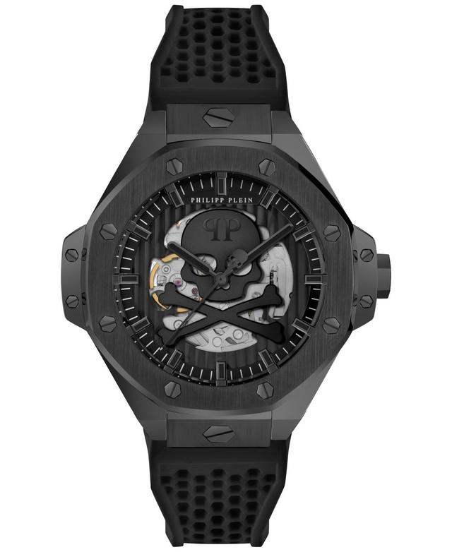 Philipp Plein Mens Automatic Skeleton Royal Black Silicone Strap Watch 46mm Product Image