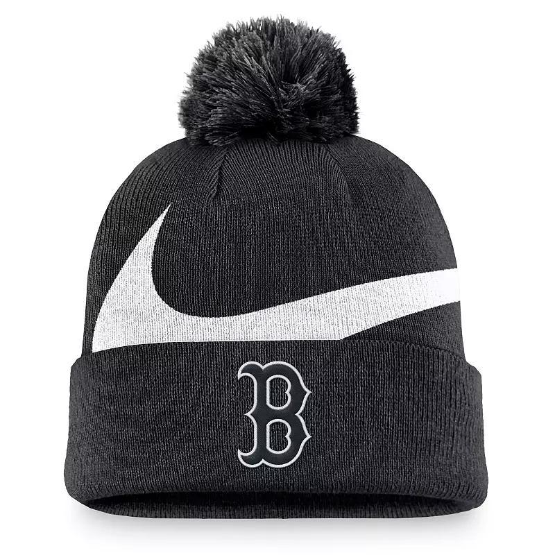 Mens Nike Detroit Tigers Swoosh Peak Cuffed Knit Hat with Pom Product Image