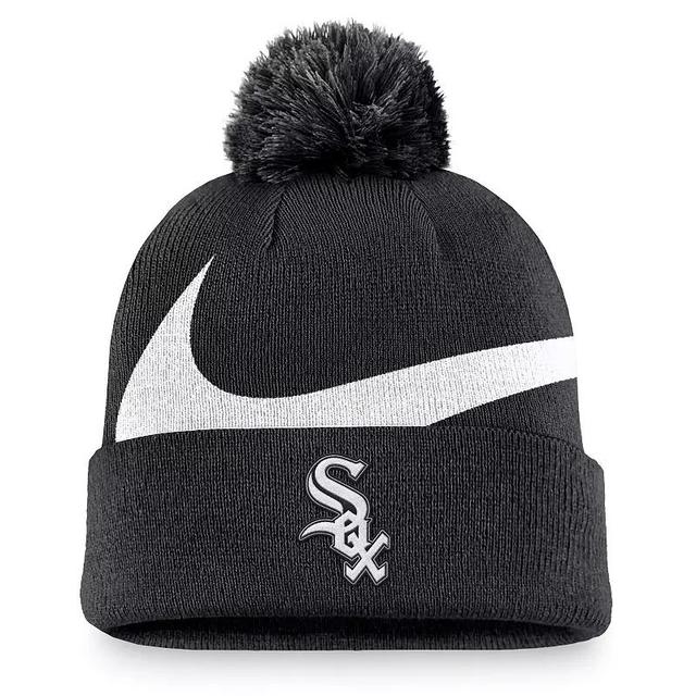 Mens Nike Chicago White Sox Swoosh Peak Cuffed Knit Hat with Pom Product Image