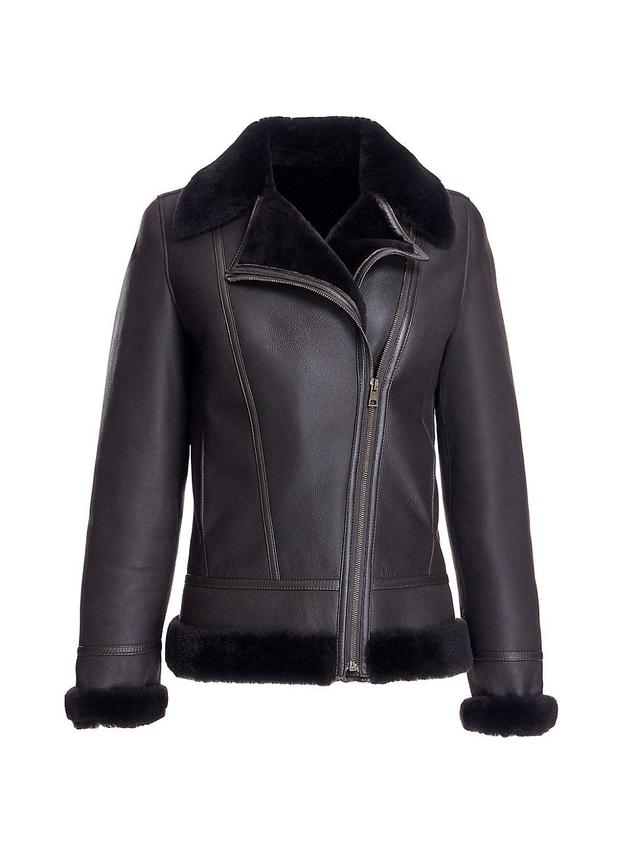 Womens Shearling Biker Jacket Product Image