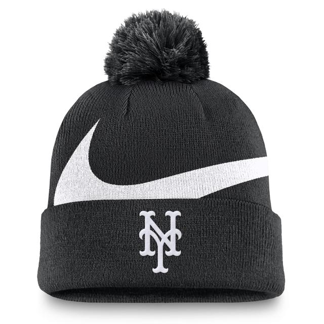 Mens Nike New York Yankees Swoosh Peak Cuffed Knit Hat with Pom Product Image