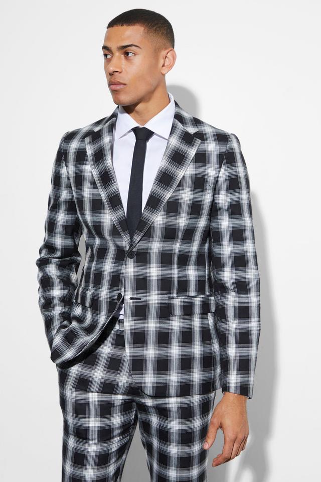 Slim Fit Single Breasted Check Suit Jacket | boohooMAN USA Product Image