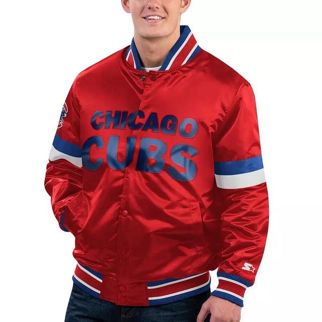 Mens Starter Chicago Cubs Home Game Satin Full-Snap Varsity Jacket Product Image