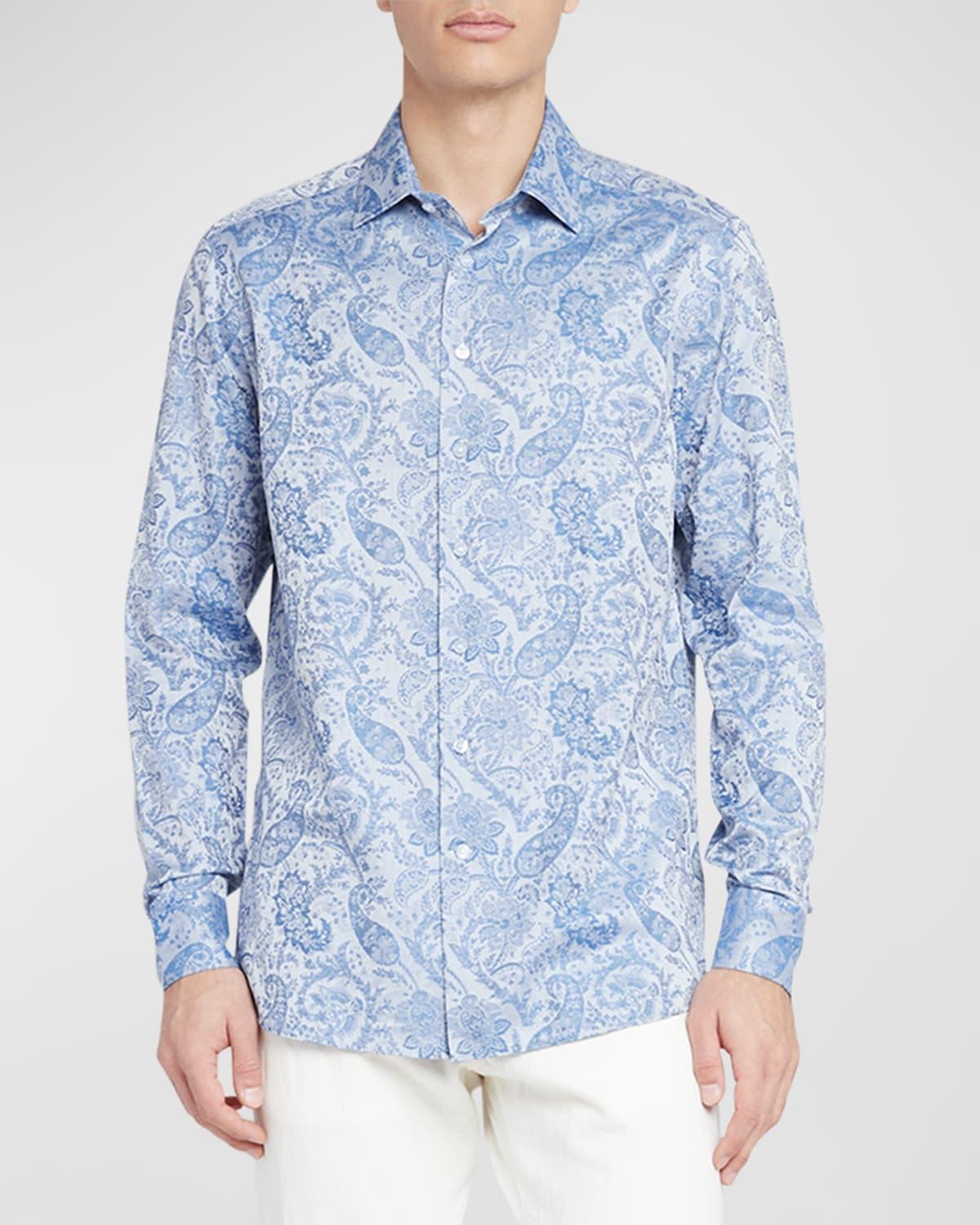 Men's Paisley Print Button-Down Shirt Product Image