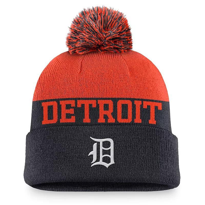 Mens Nike Detroit Tigers Rewind Peak Cuffed Knit Hat with Pom, Blue Product Image