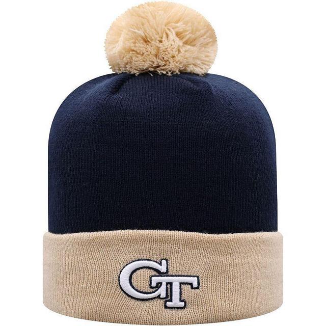 Mens Top of the World Navy and Gold Georgia Tech Yellow Jackets Core 2-Tone Cuffed Knit Hat with Pom - Navy Product Image