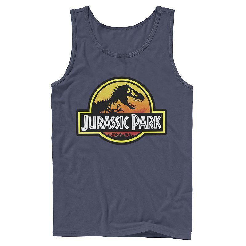 Mens Jurassic Park Sunset Circle Logo Outlined Graphic Tank Top Grey Product Image