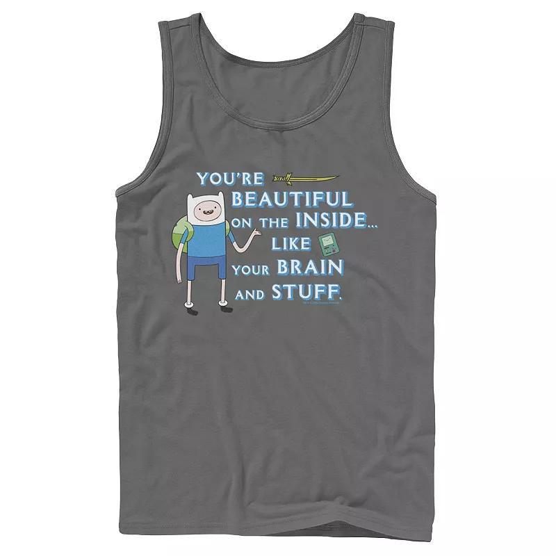 Mens Adventure Time Finn Youre Beautiful On The Inside Portrait Tank Top Grey Product Image