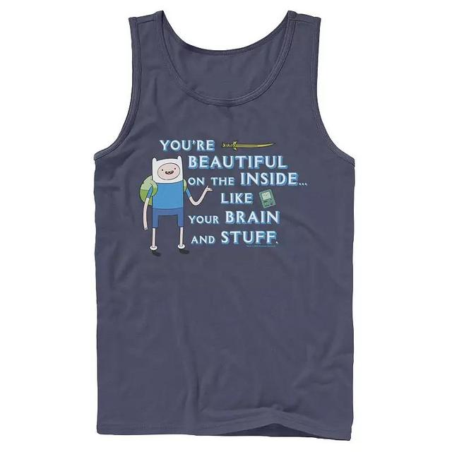 Mens Adventure Time Finn Youre Beautiful On The Inside Portrait Tank Top Blue Product Image