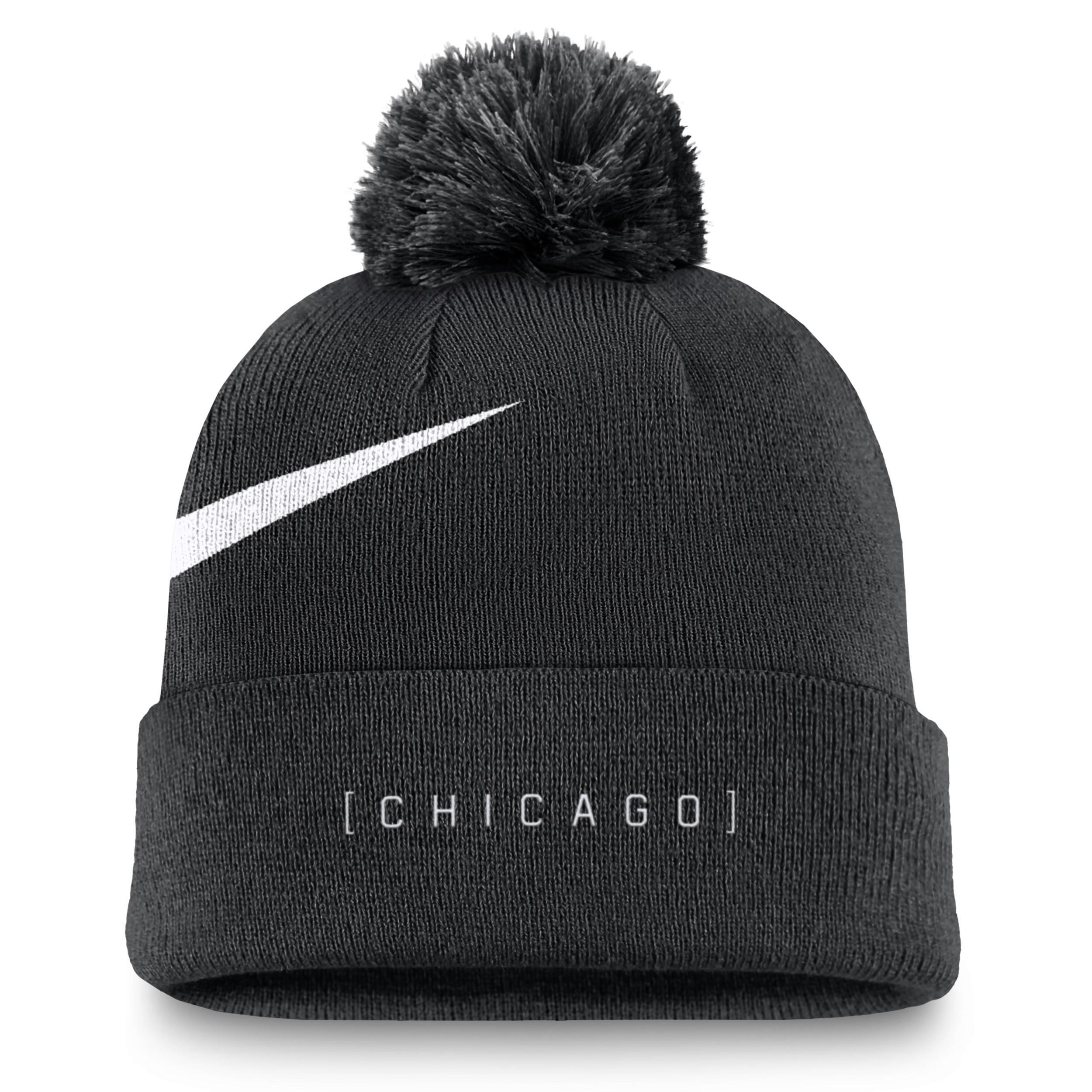 Mens Nike New York Yankees Swoosh Peak Cuffed Knit Hat with Pom Product Image