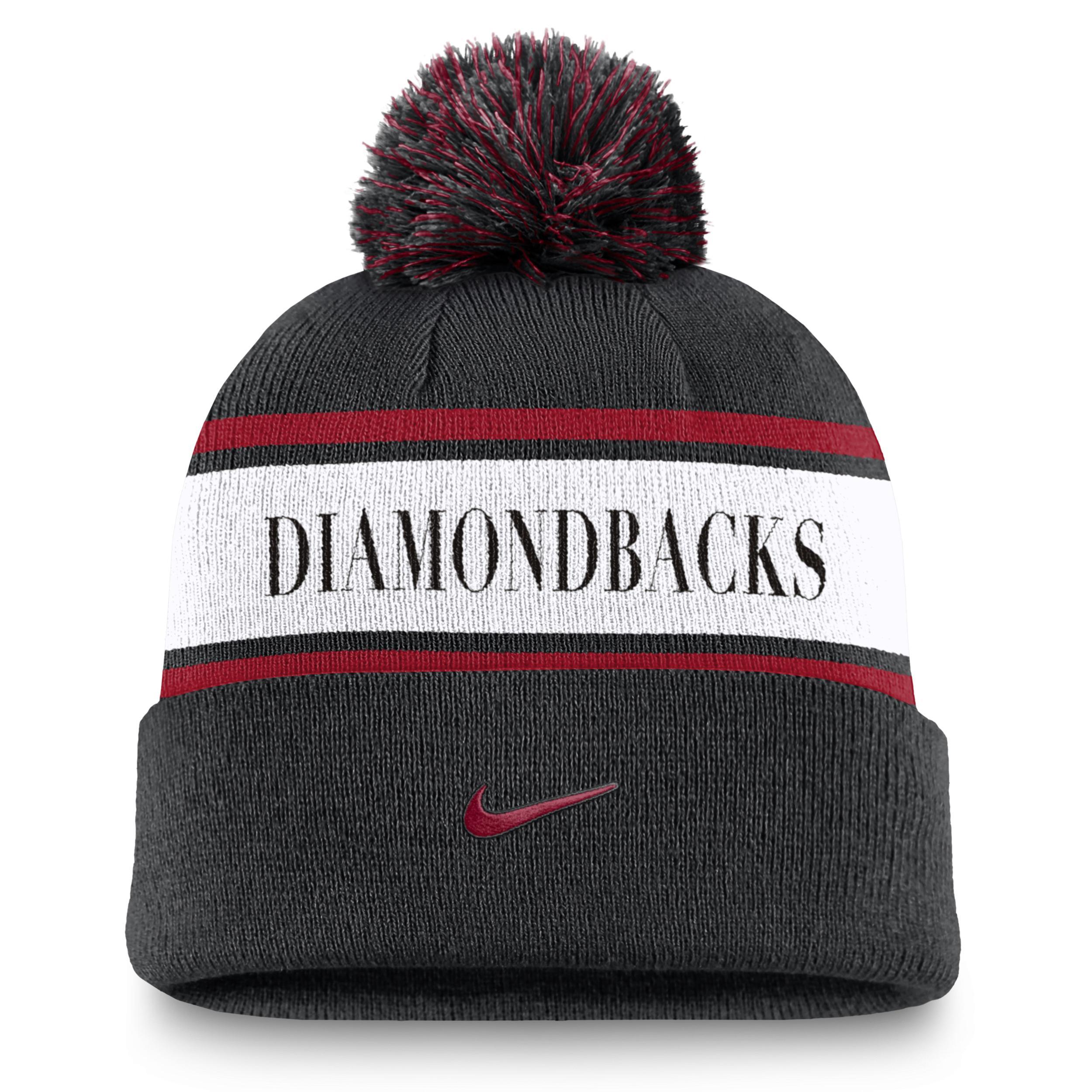 Mens Nike Arizona Diamondbacks Team Stripe Peak Cuffed Knit Hat with Pom Product Image