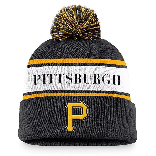 Mens Nike Pittsburgh Pirates Team Stripe Peak Cuffed Knit Hat with Pom Product Image