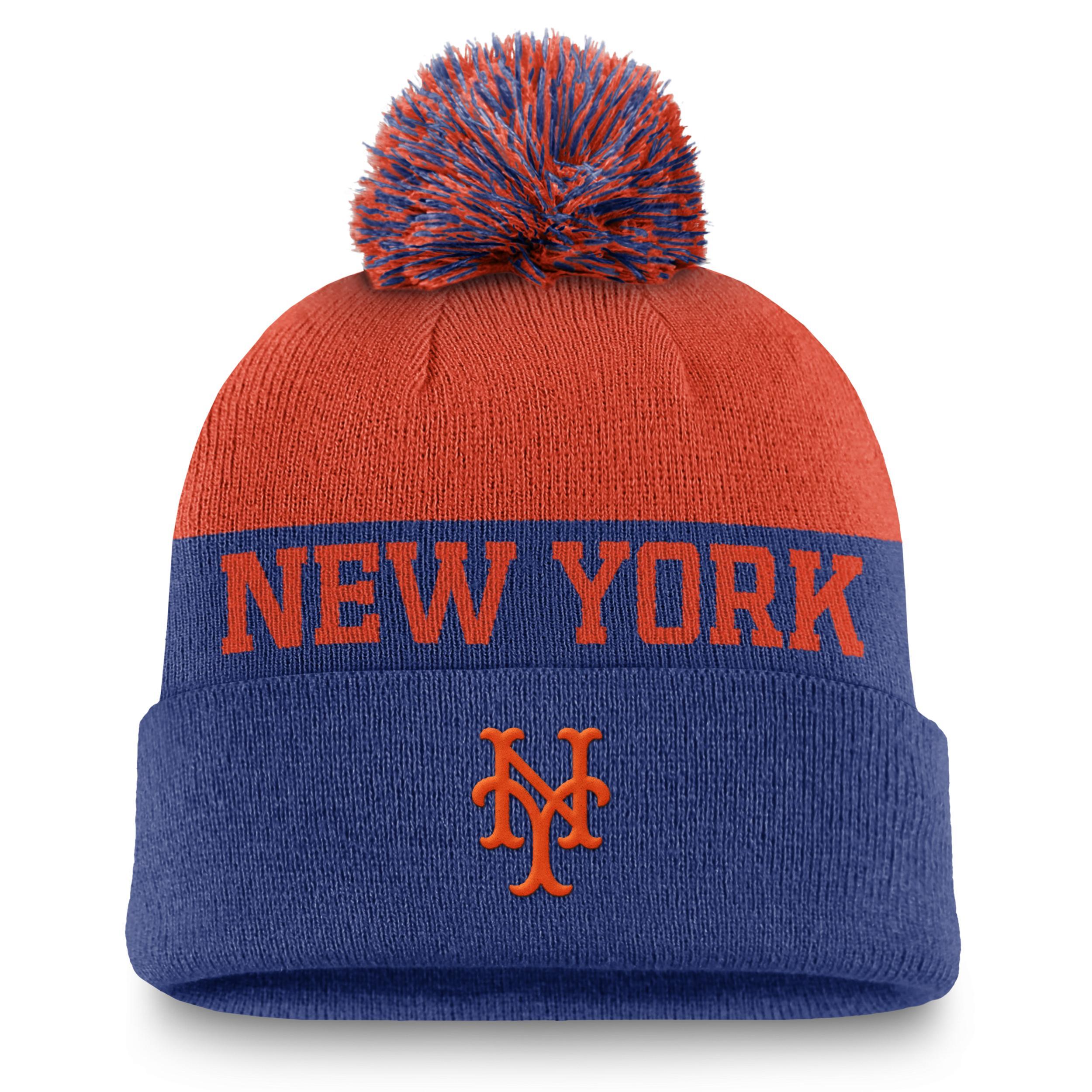 New York Mets Rewind Peak Nike Mens MLB Cuffed Pom Beanie Product Image