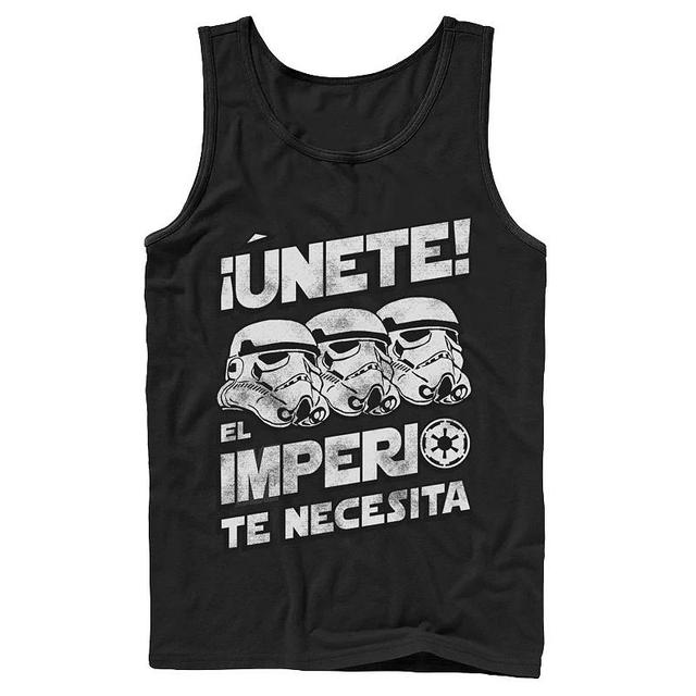 Mens Star Wars Unete El Imperio Te Necesita Stormtrooper Faded Portrait Tank Top Blue Product Image