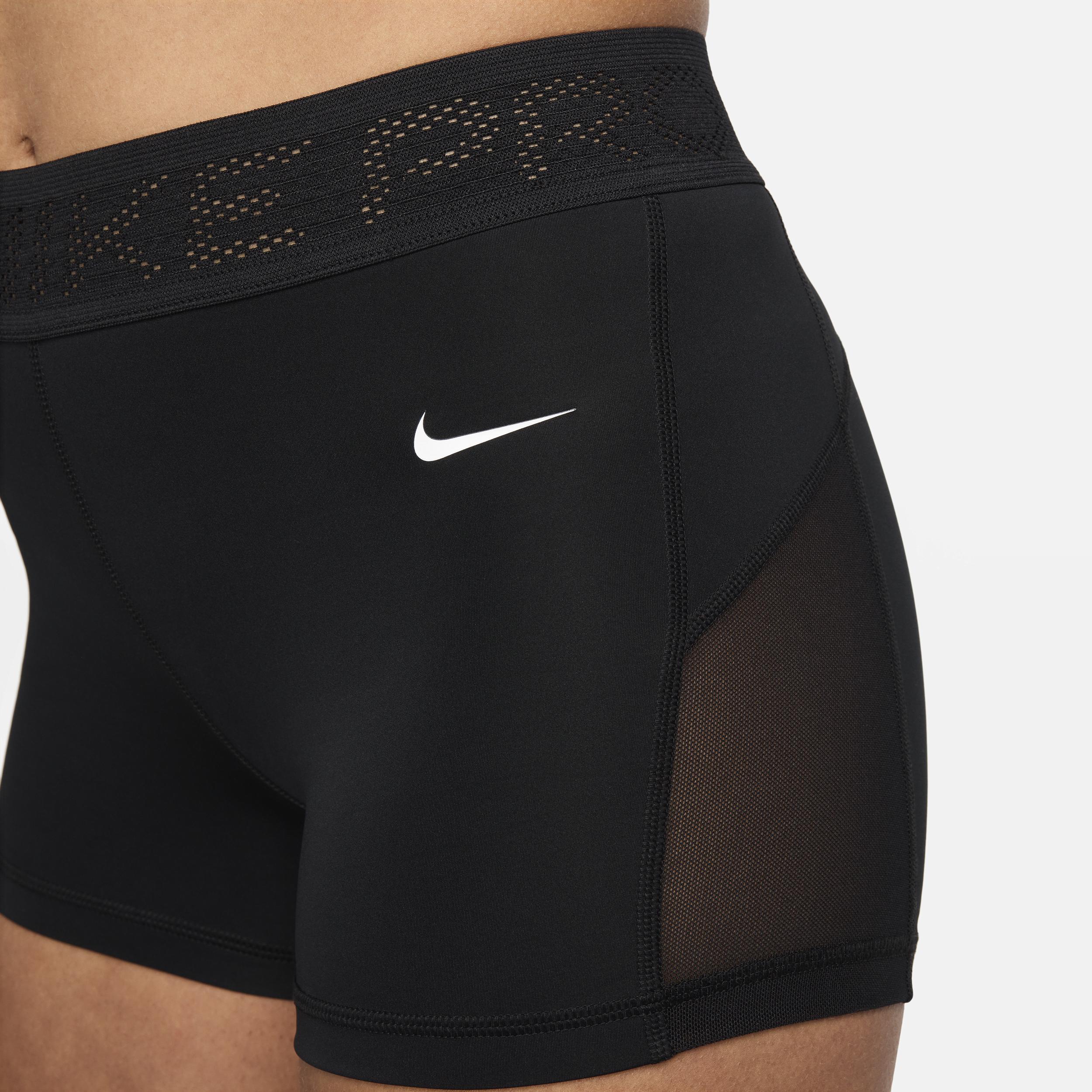 Nike Womens Nike Dri-Fit Medium Rise 3 Mesh Short - Womens Black/White Product Image