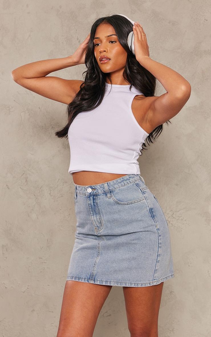 Tall Vintage Wash Mid Rise Denim Mini Skirt Product Image