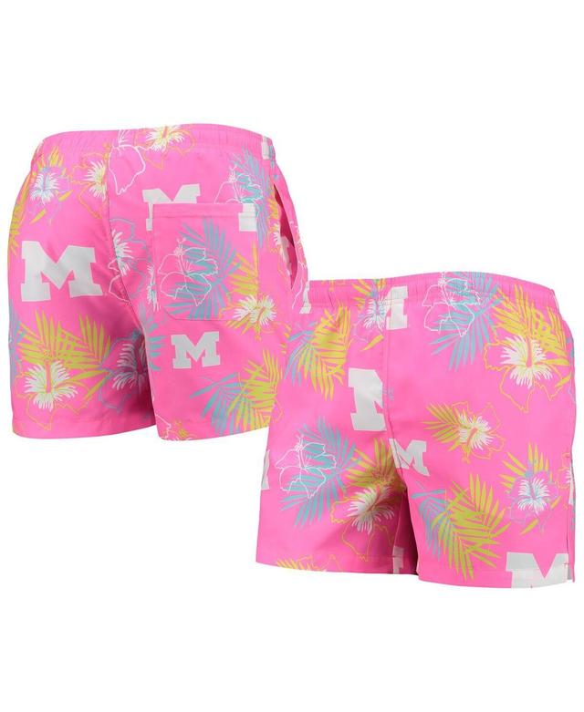 Mens FOCO Michigan Wolverines Neon Floral Swim Trunks Product Image