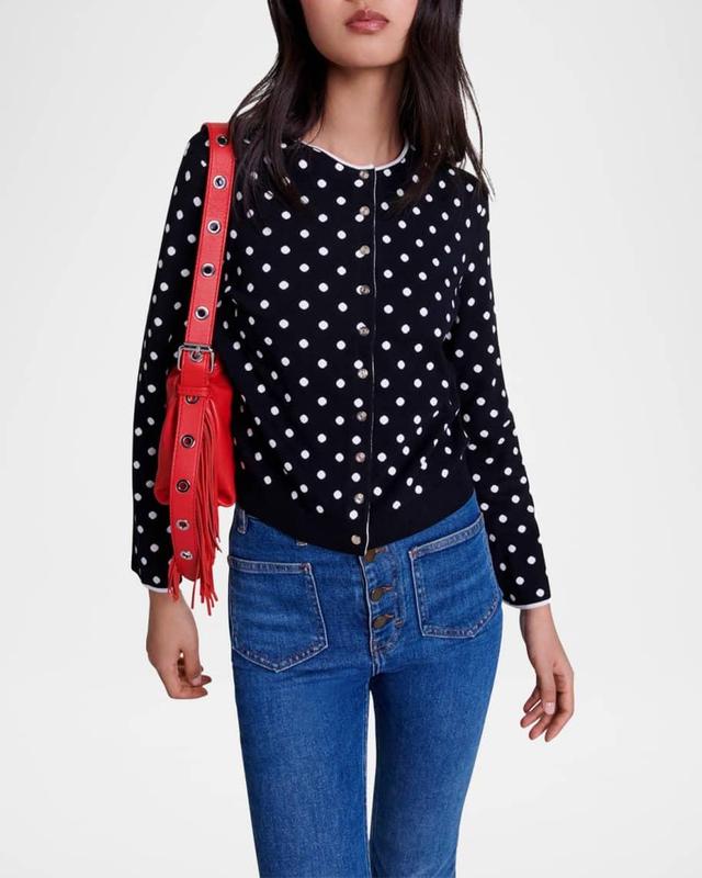 Mydots Polka-Dot Stretch Knit Cardigan Product Image