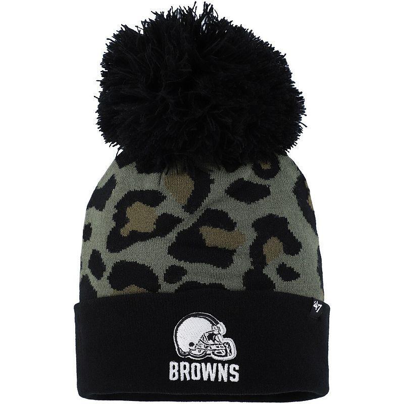 Womens 47 /Black Cleveland Browns Bagheera Cuffed Knit Hat with Pom Product Image