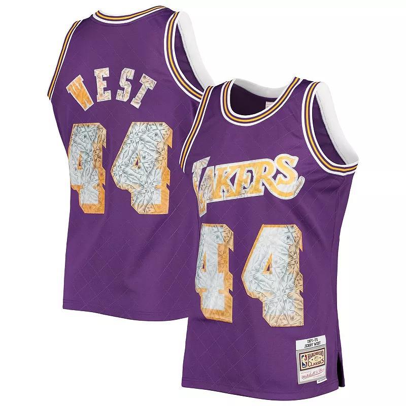 Mens Mitchell & Ness Jerry West Los Angeles Lakers 1996-97 Hardwood Classics NBA 75th Anniversary Diamond Swingman Jersey Product Image