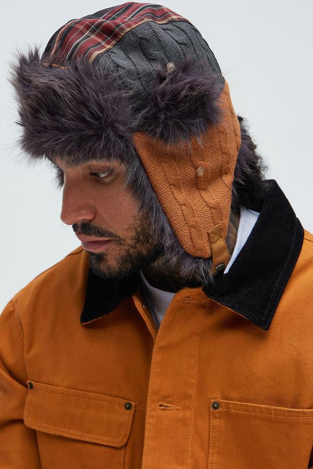 Patchwork Trapper Hat - Brown Product Image