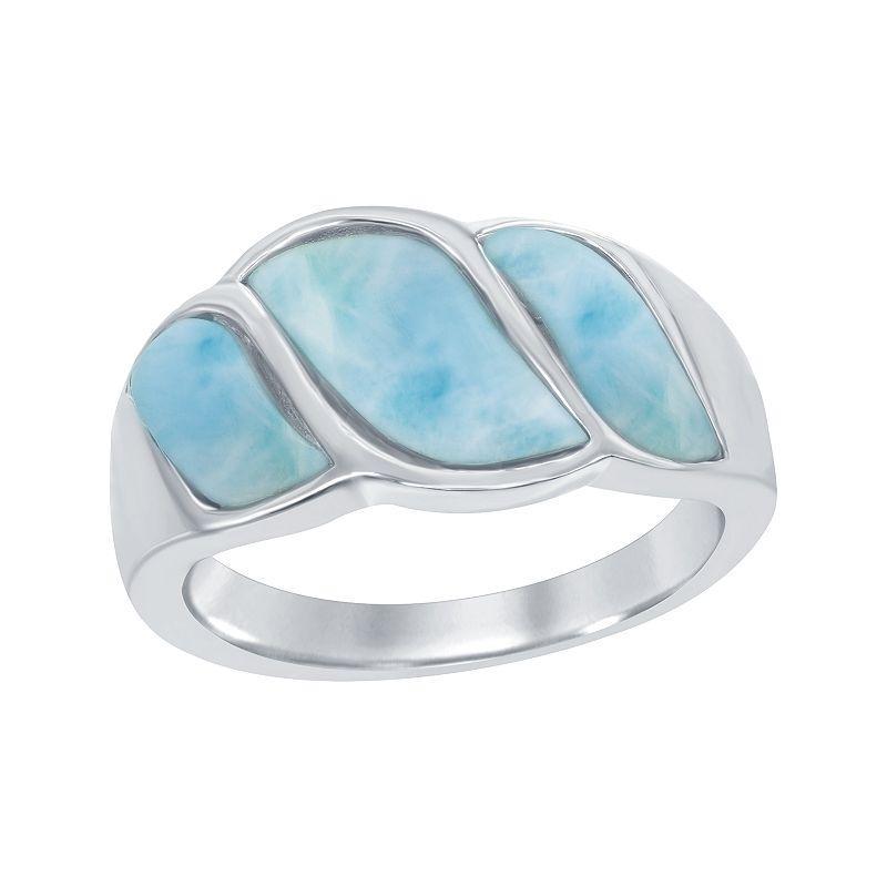 Sterling Silver Larimar Wave Design Ring Product Image