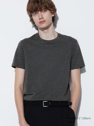 Mens Dry Color Crew Neck T-Shirt with Quick-Drying Dark Gray 3XL UNIQLO US Product Image