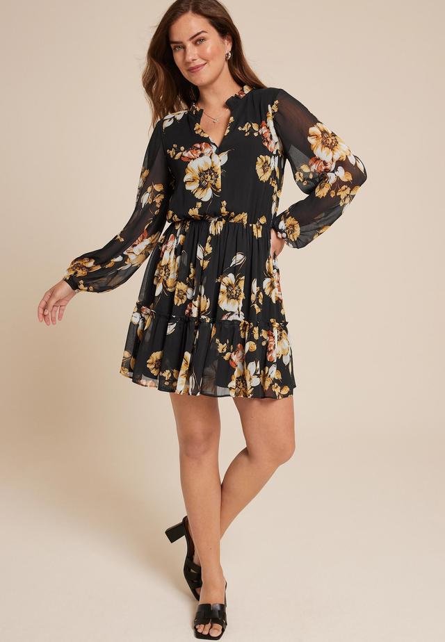 Floral Long Sleeve Mini Dress Product Image