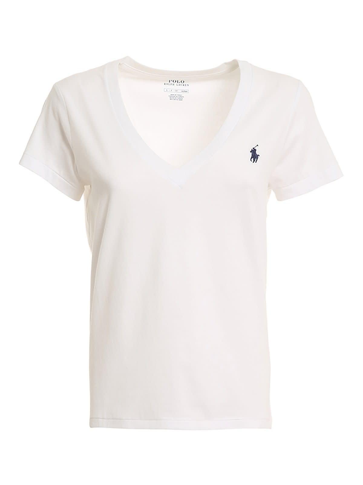 POLO RALPH LAUREN Small Logo V-neck T-shirt In White Product Image