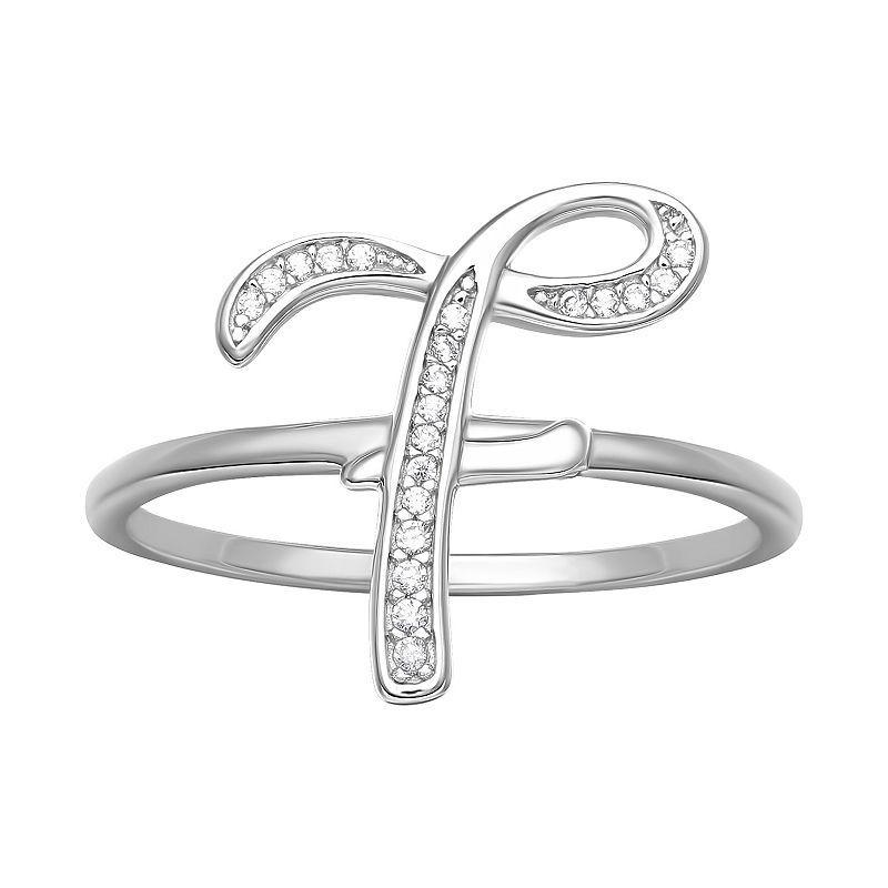 PRIMROSE Sterling Silver Cubic Zirconia Initial Ring, Womens Sterling Silver V Product Image