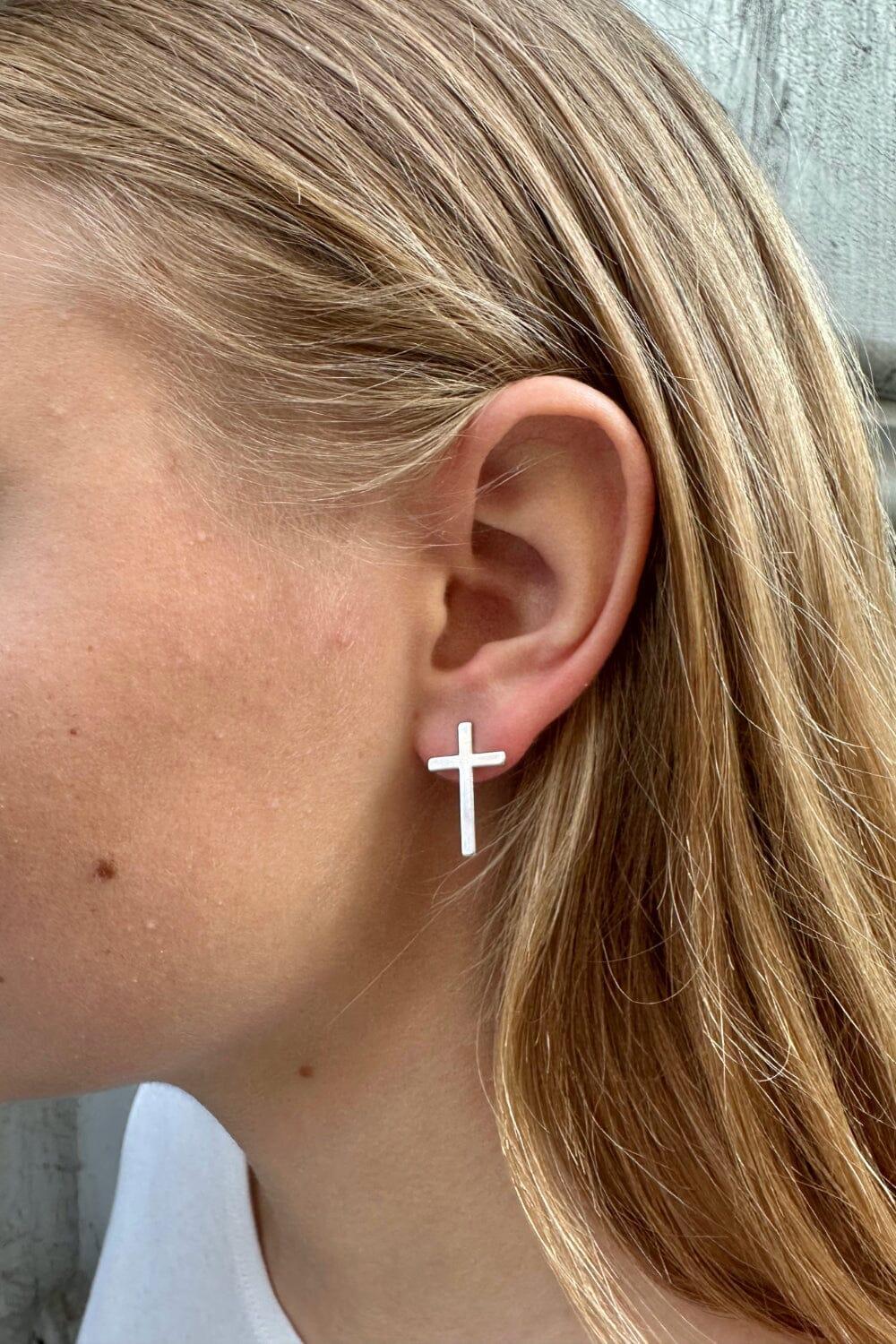 Silver Cross Earrings Product Image