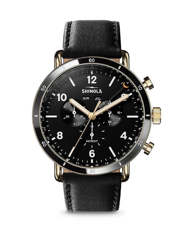 Mens The Canfield Sport Leather Strap Watch Product Image