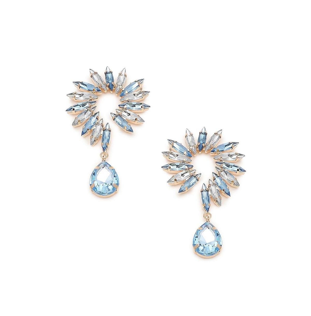 Sohi Womens Blue Pastel Embellished Drop Earrings Product Image