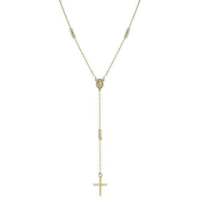 LUMINOR GOLD 14k Gold Diamond Cut Beaded Rosary Lariat Necklace, Womens Product Image