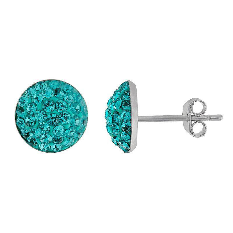 Main and Sterling Sterling Silver Crystal Half Ball Stud Earrings, Womens Blue Product Image