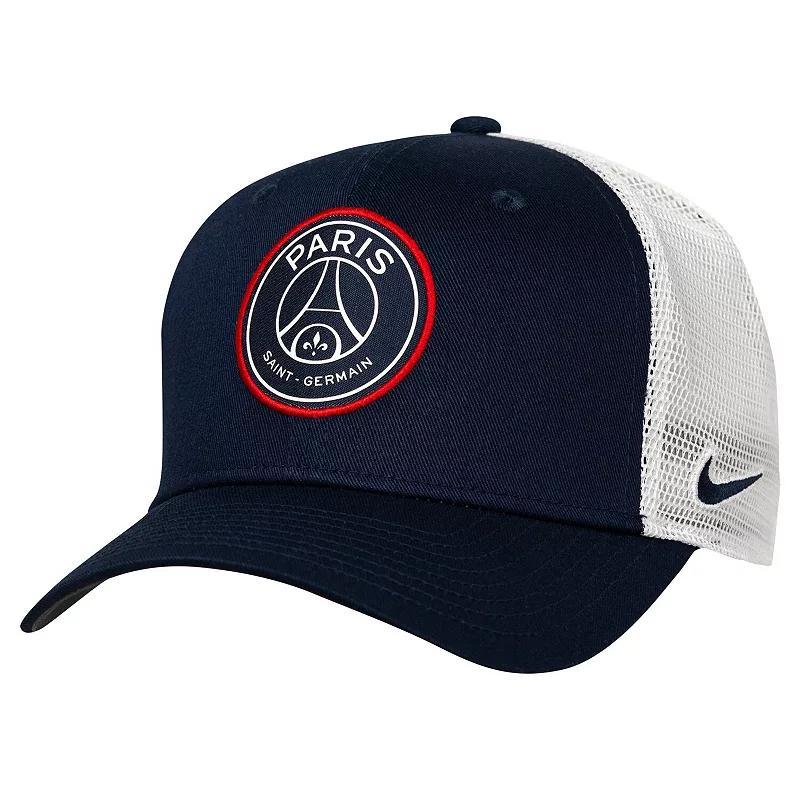 Nike Mens Navy Paris Saint-Germain Classic99 Trucker Stretch-Snap Adjustable Hat Product Image