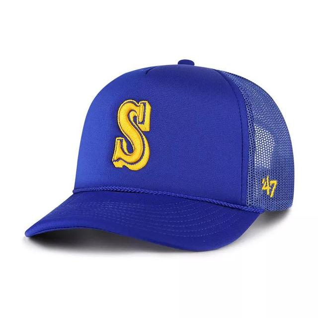 Mens 47 Royal Seattle Mariners Foam Logo Trucker Adjustable Hat Product Image