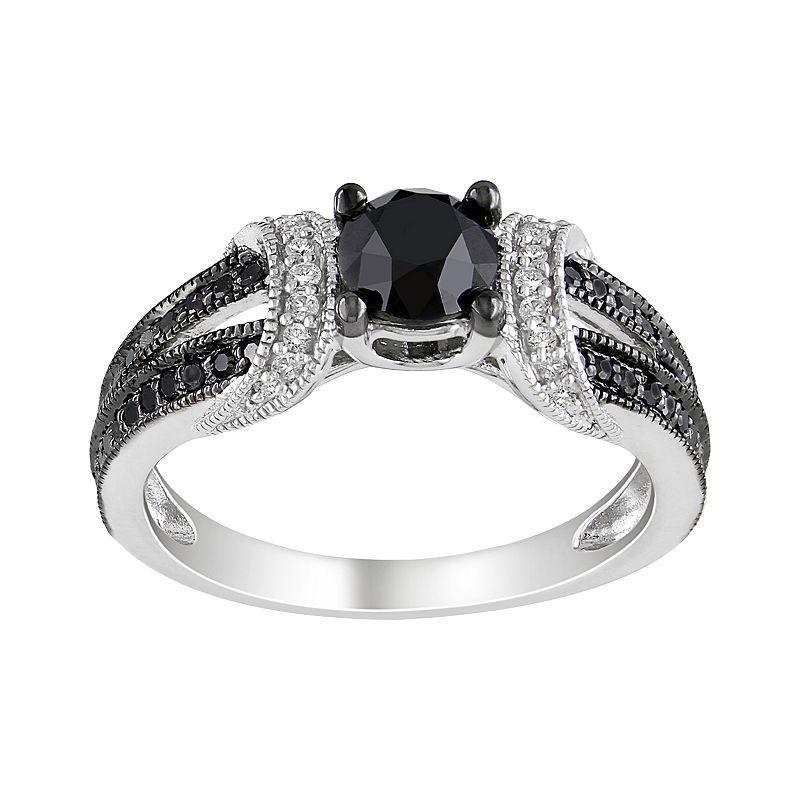 Stella Grace Sterling Silver 1 Carat T.W. Black & White Diamond Wedding Ring, Womens Product Image